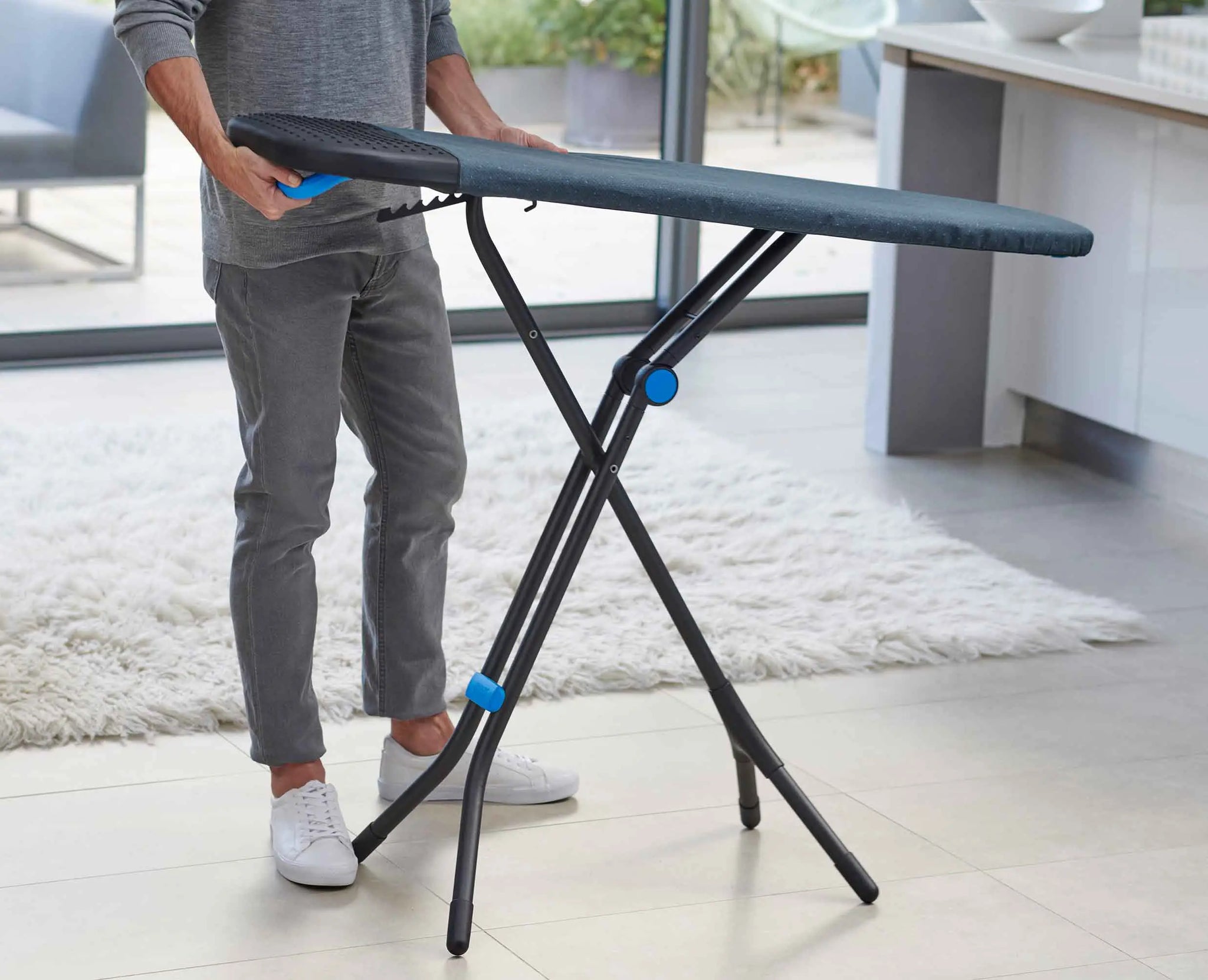 Joseph Joseph Glide Plus Easy-Store Ironing Board With Advanced Cover -  Black/Blue
