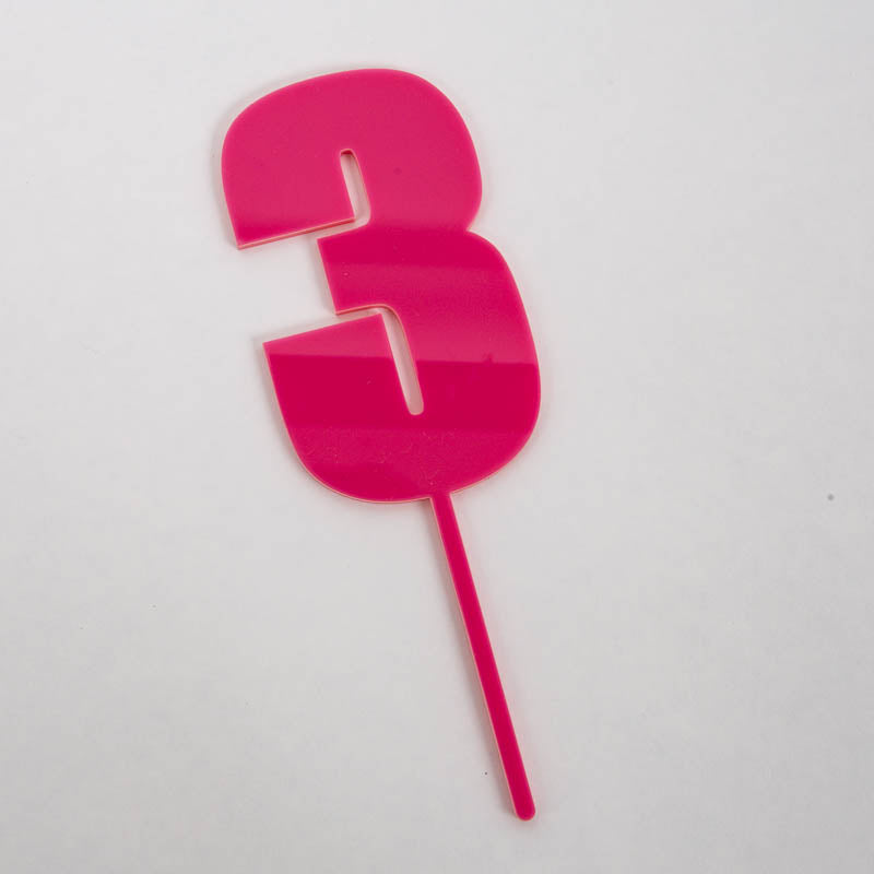 Cake & Candle Mega Number 3 Cake Topper Pink