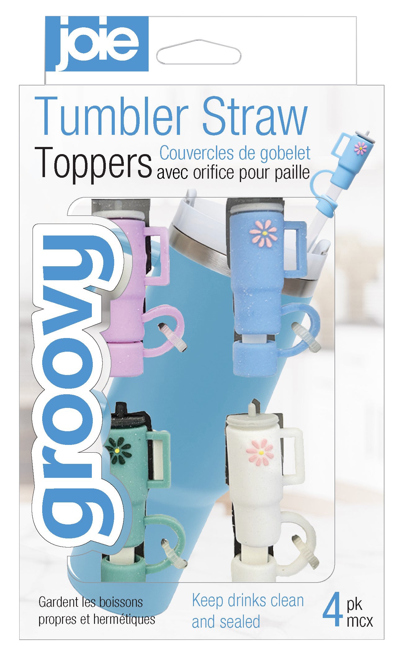 Joie Groovy Tumbler Straw Toppers 4 Pack
