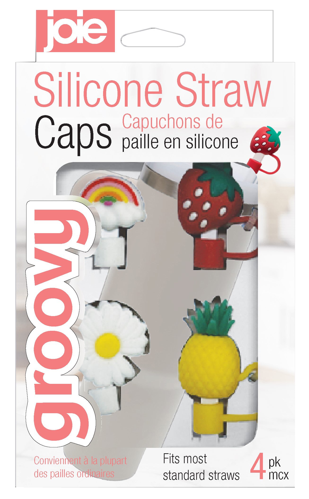Joie Groovy Silicone Straw Caps 4 Pack