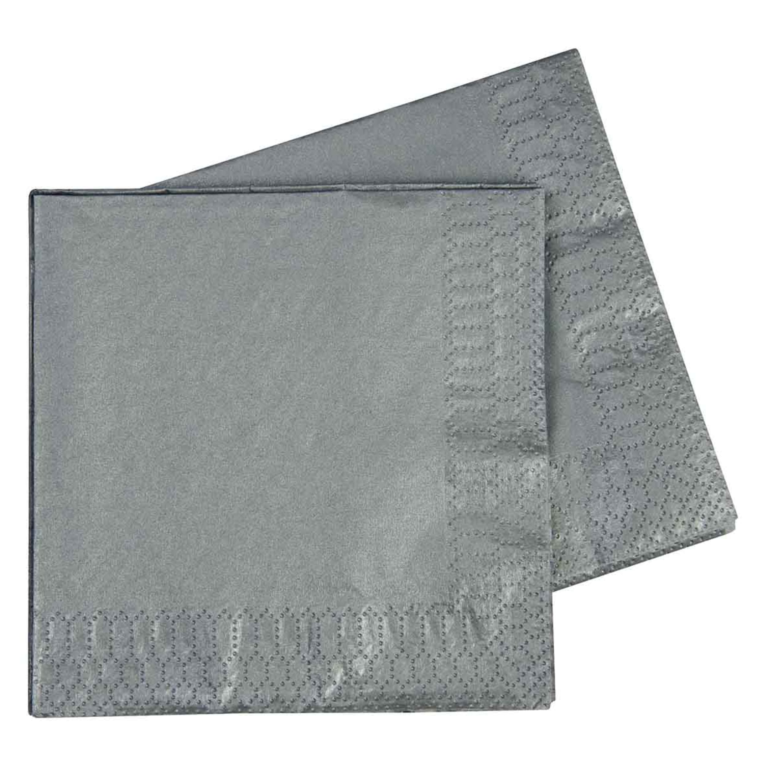 FiveStar Cocktail Napkin 25cm Metallic Silver (40 Pack)
