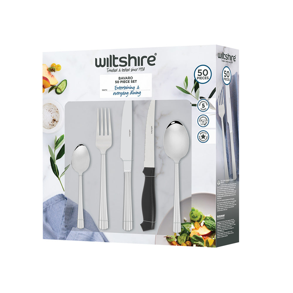 Wiltshire Bavaro Cutlery Set with Steak Knives 50 Piece