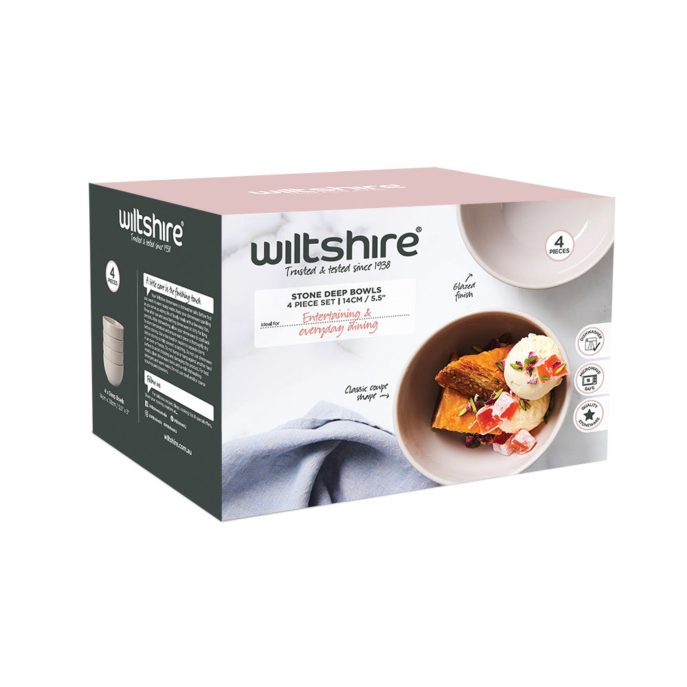 Wiltshire Stone 14cm x 7.8cm Deep Bowls 4 Piece Set