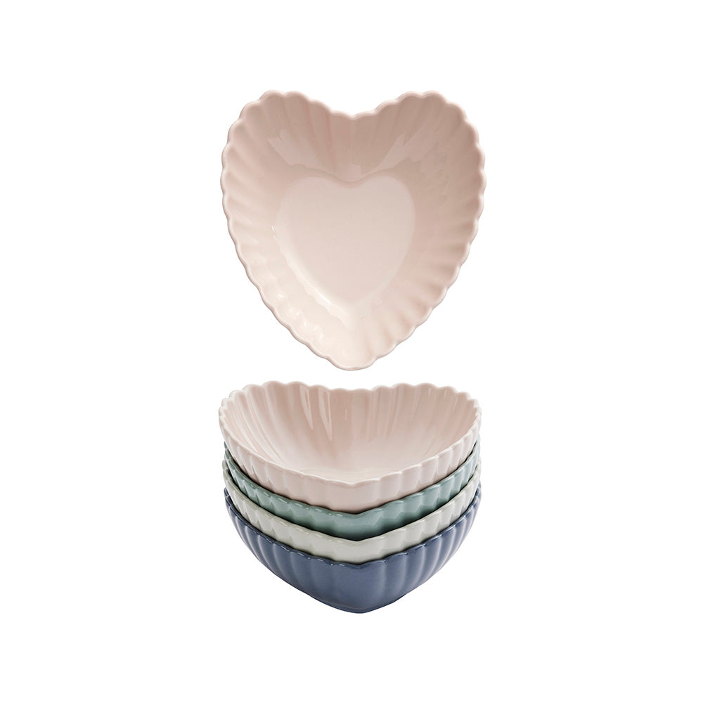 Wiltshire Petite Petal Heart Bowls 14.5cm x 15.5cm x 5cm 4 Piece Set