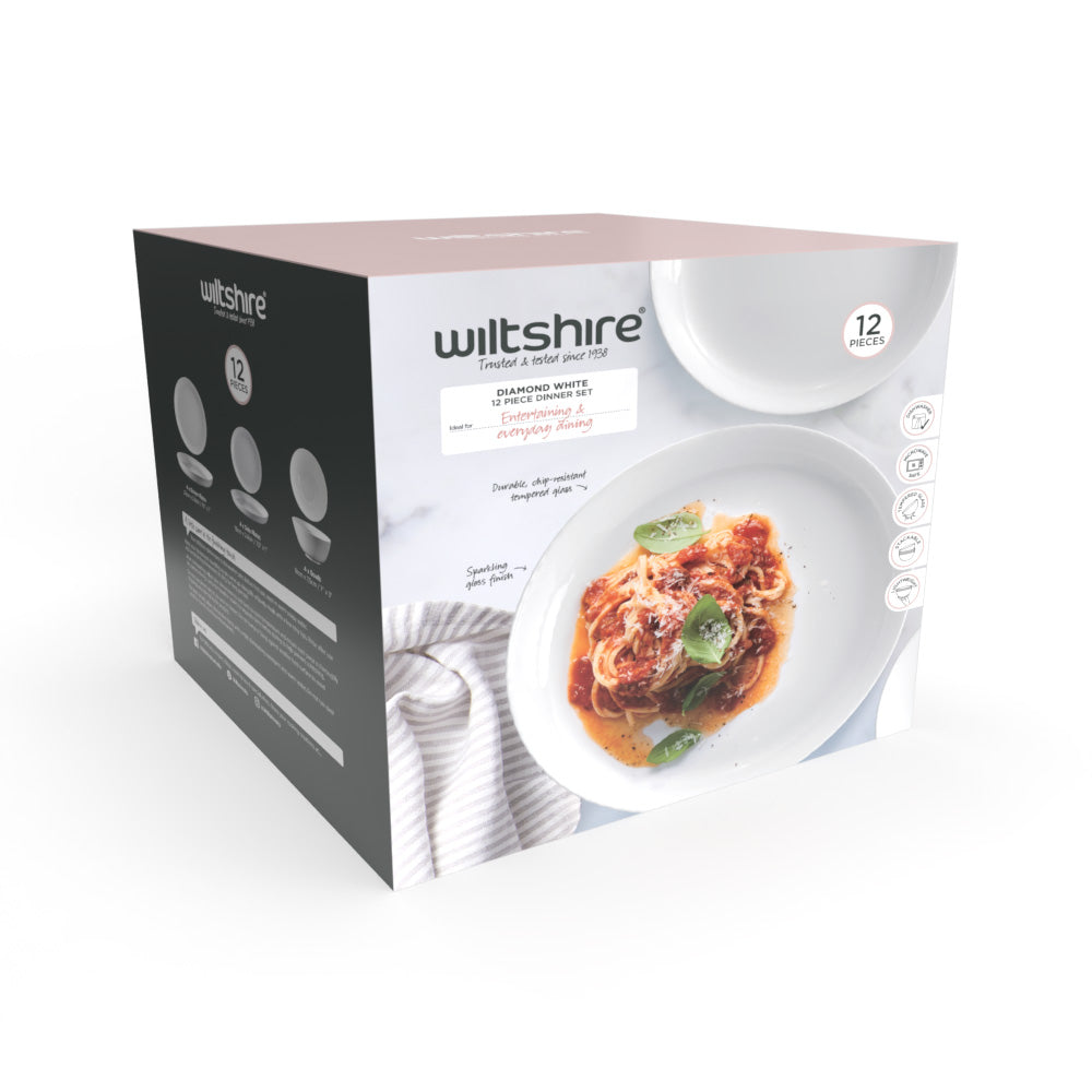 Wiltshire Diamond White 12 Piece Dinner Set
