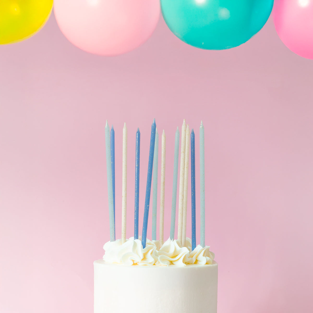 Cake & Candle Glitter Cake Candles Blue 12 Pack