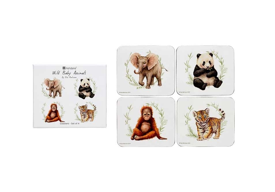 Ashdene Wild Baby Animals 4pk Coaster