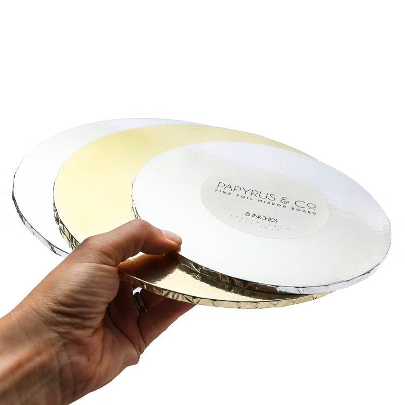 Papyrus Mirror Masonite Cake Board Round Gold 14in