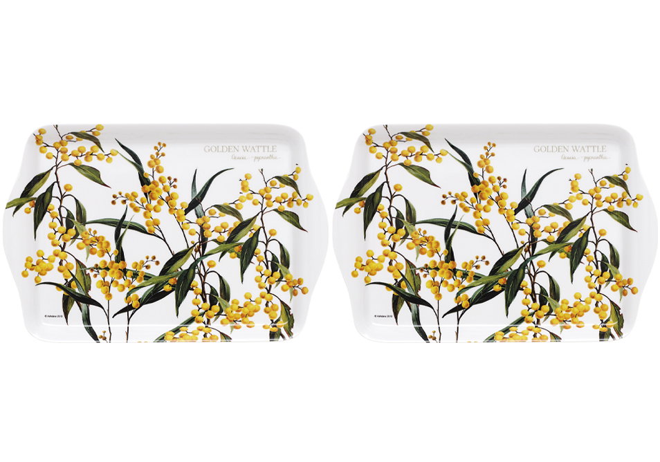Ashdene Aus Floral Emblems Wattle 2pk Scatter Tray