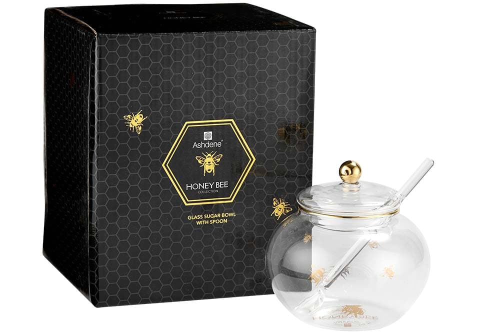 Ashdene Honey Bee Glass Sugar Bowl With Spoon