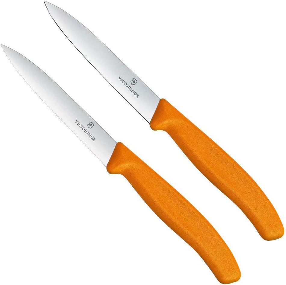 Victorinox Swiss Classic Paring Knife 2 Piece Set Wavy & Straight 10cm Black