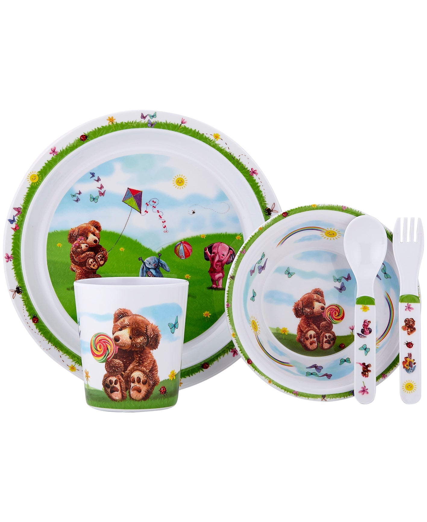 Ashdene Honey Pot Bear 5 Piece Kids Dinner Set