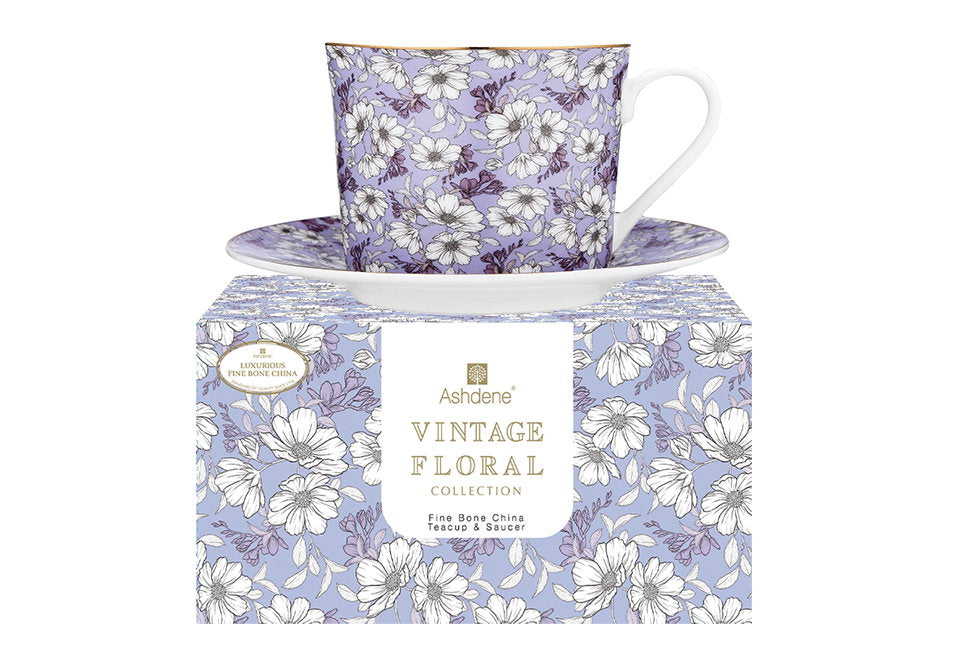 Ashdene Vintage Floral Lavender Cup & Saucer