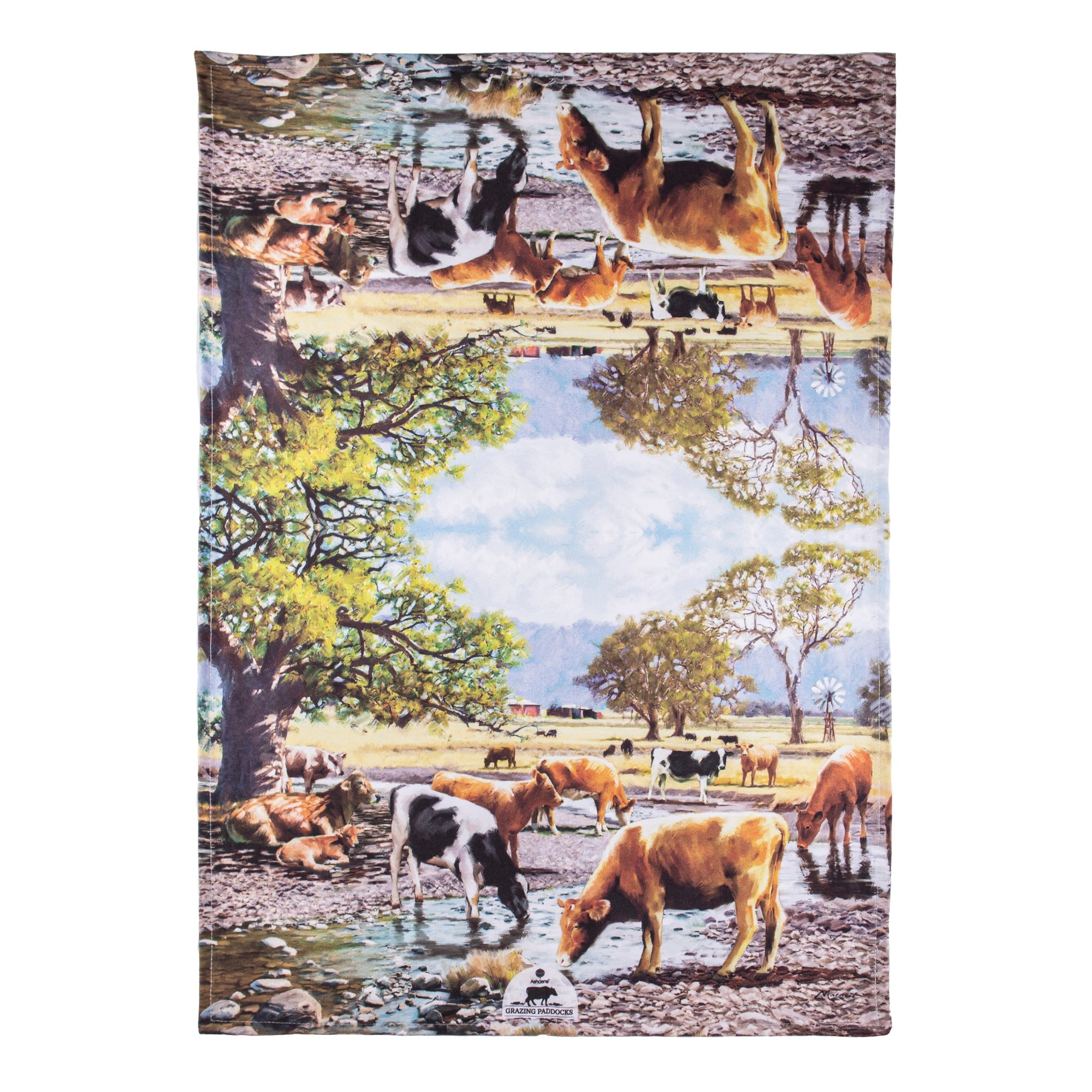 Ashdene Grazing Paddocks By The Creek Kitchen Towel
