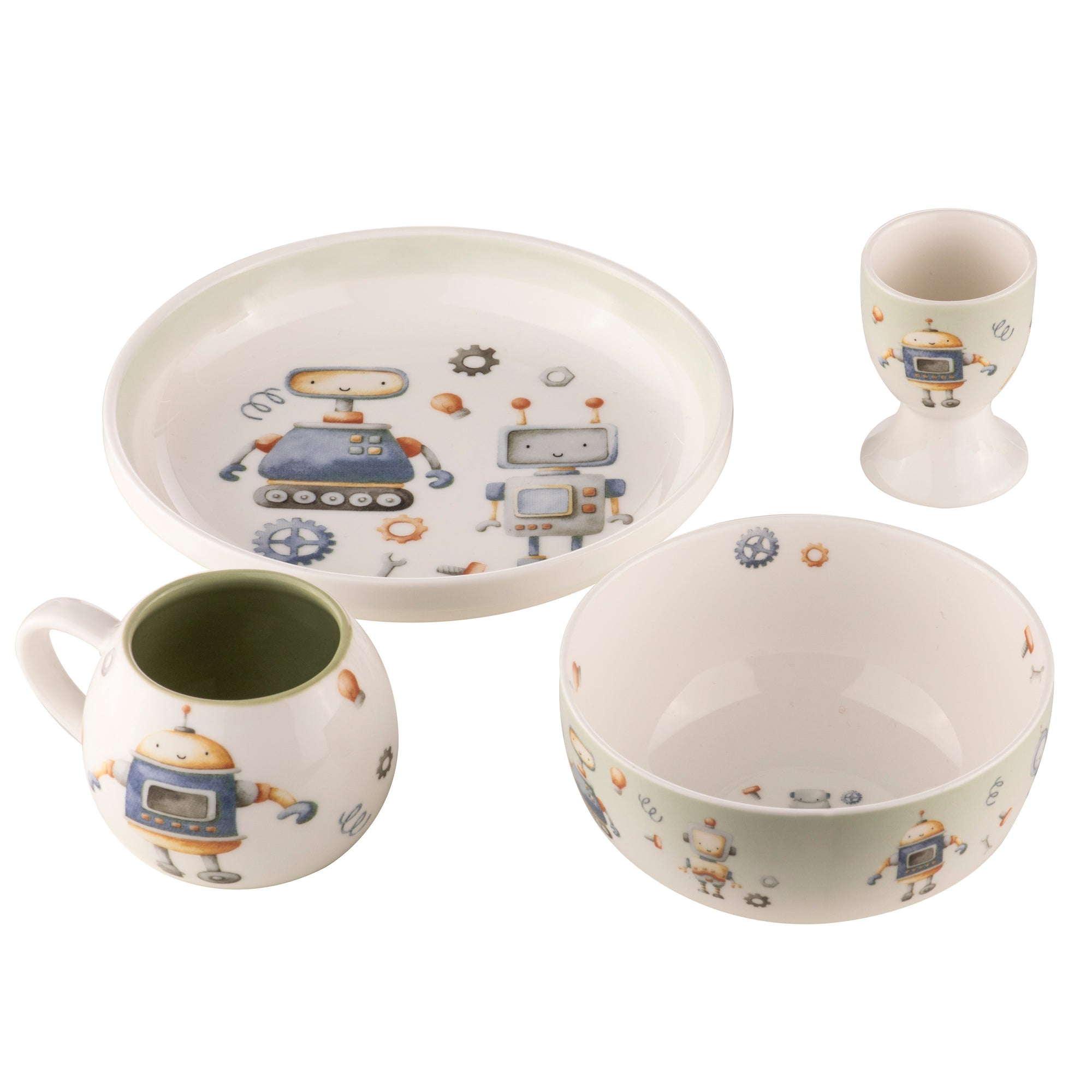 Ashdene Robots Ceramic 4 Piece Kids Set