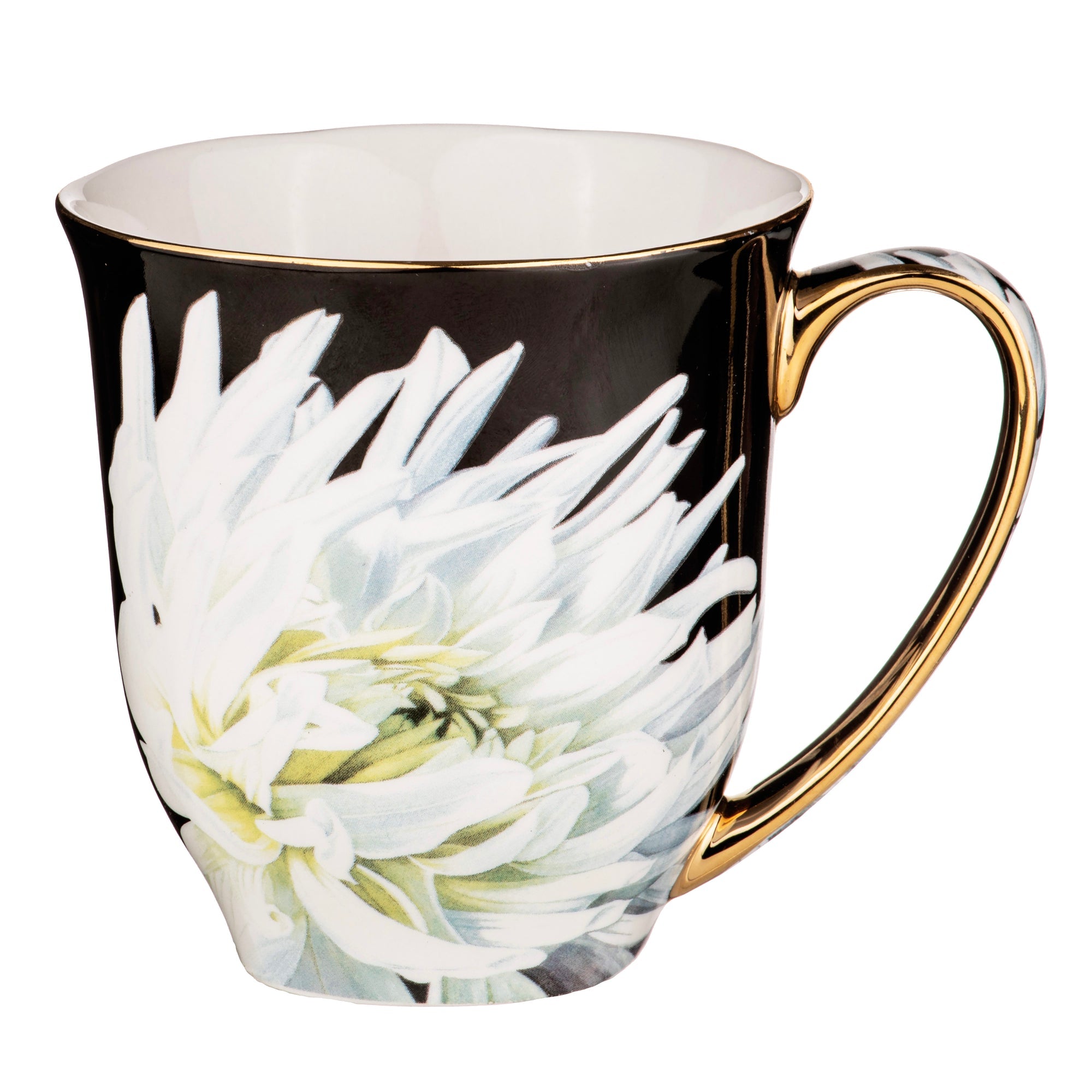 Ashdene Dark Florals White Dahlia Mug