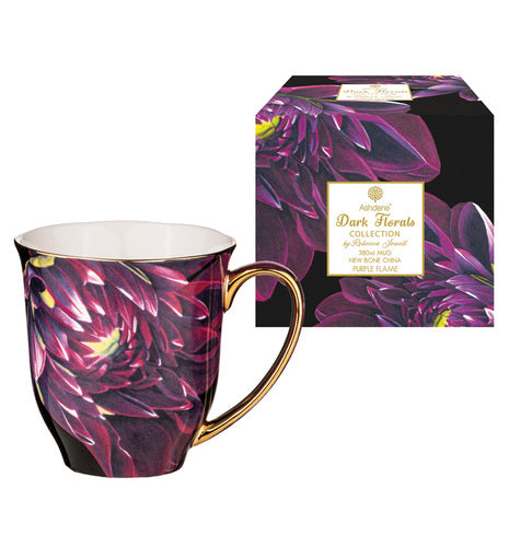 Ashdene Dark Florals Purple Flame Mug