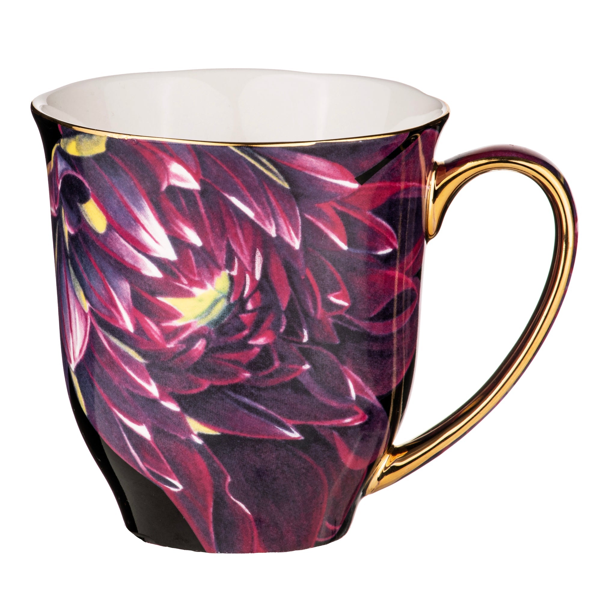 Ashdene Dark Florals Purple Flame Mug