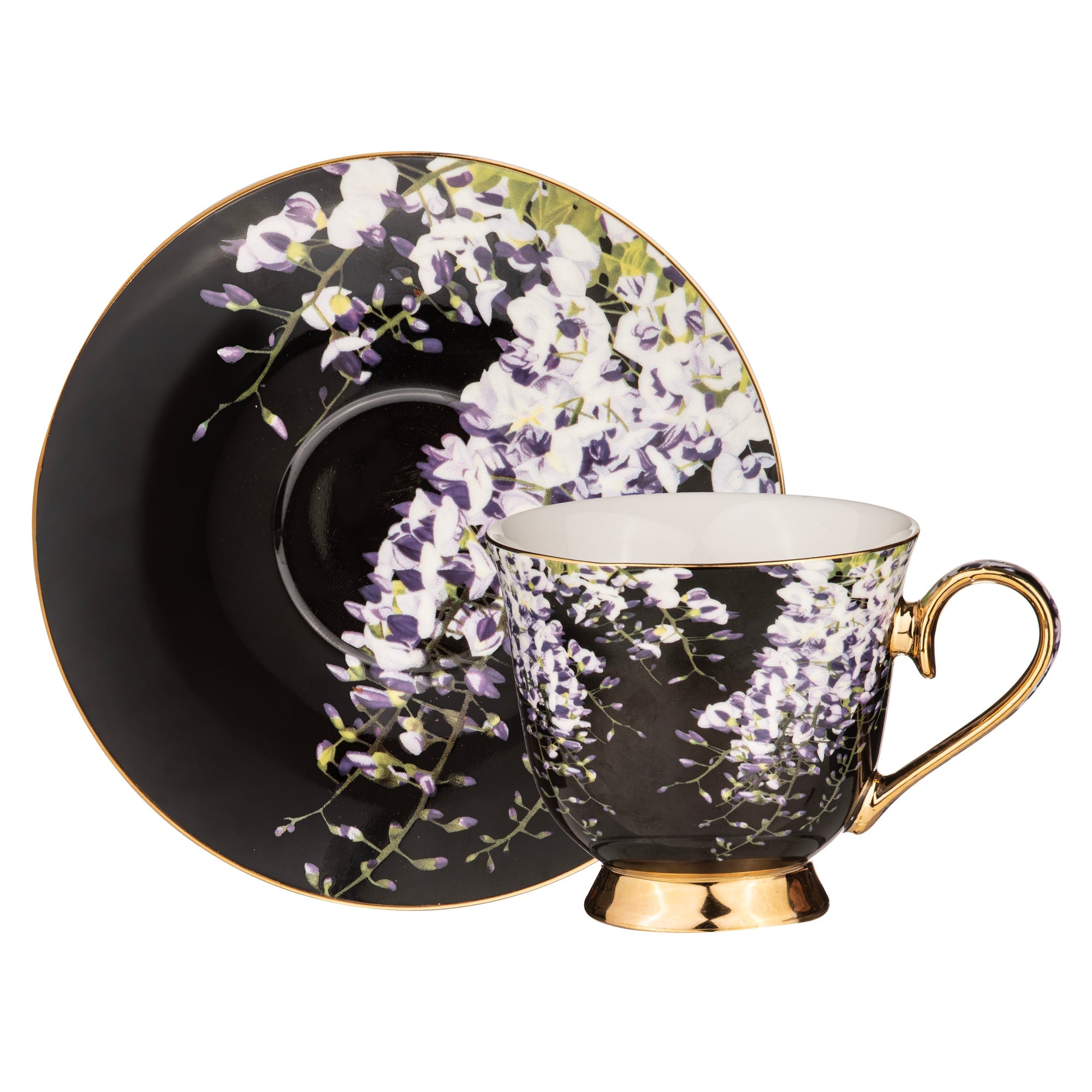 Ashdene Dark Florals Assorted Cup & Saucer Set Of 4