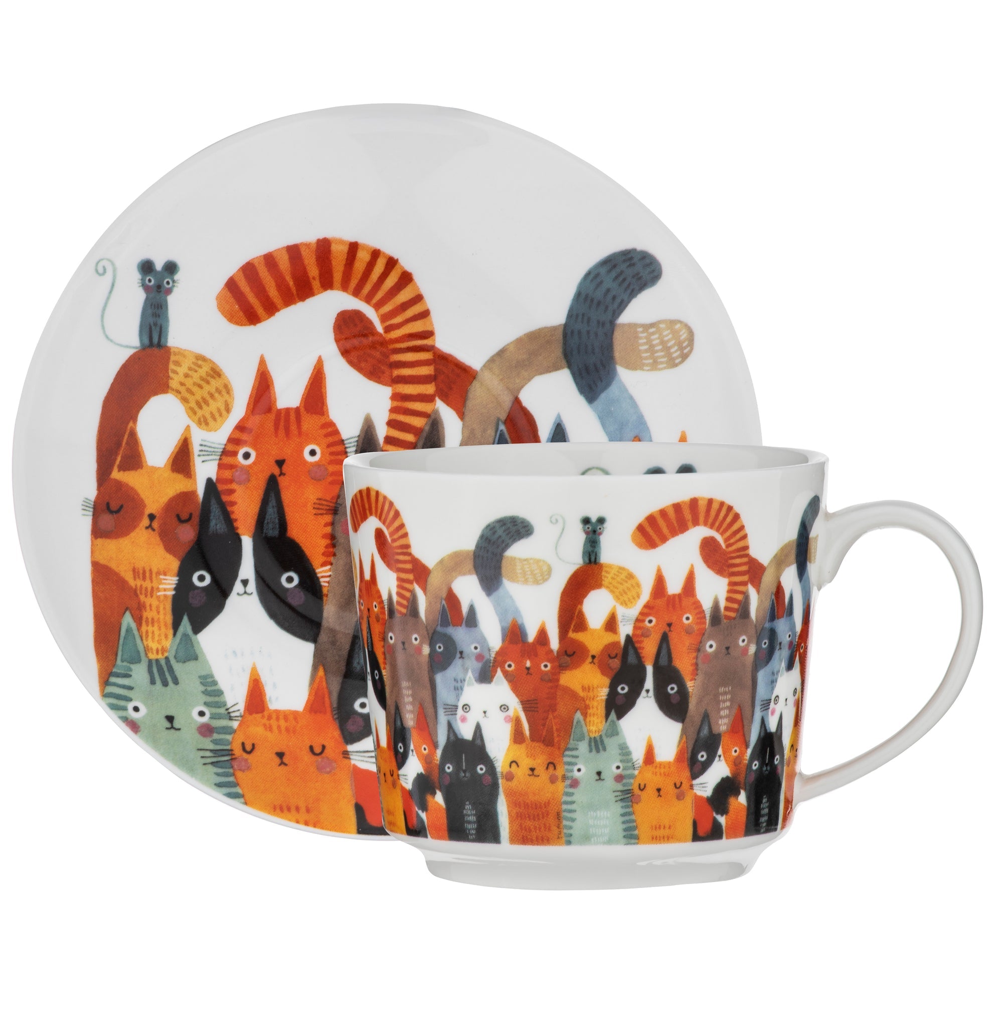 Ashdene Quirky Cats Photobomb Cup & Saucer