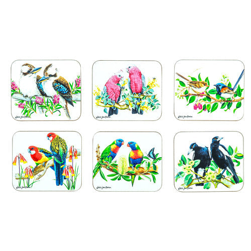 Ashdene Australian Birds Assorted 6pk Coaster