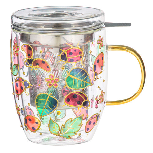 Ashdene Natures Keepers Ladybug Double Walled Glass 3pc Infuser