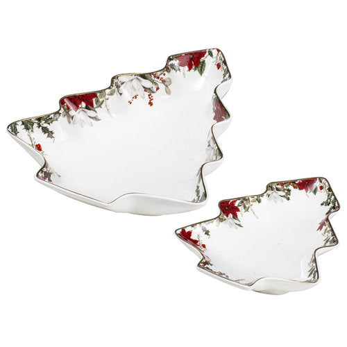 Ashdene Poinsettia White 2pk Christmas Tree Platter