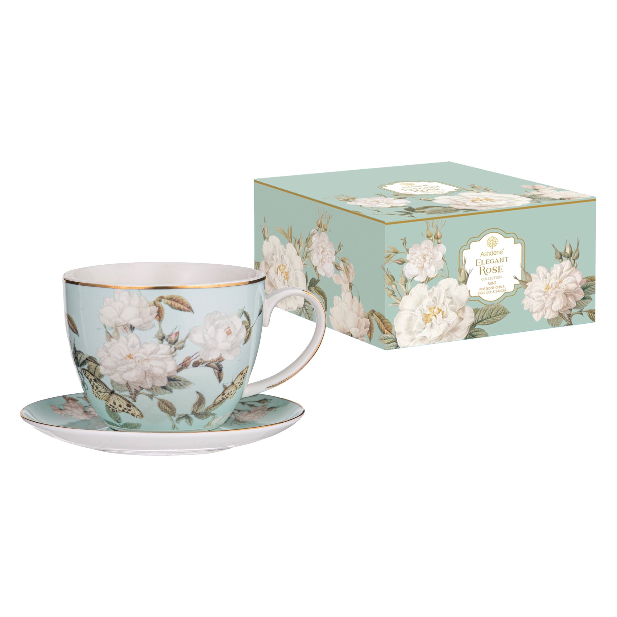Ashdene Elegant Rose Mint Cup & Saucer