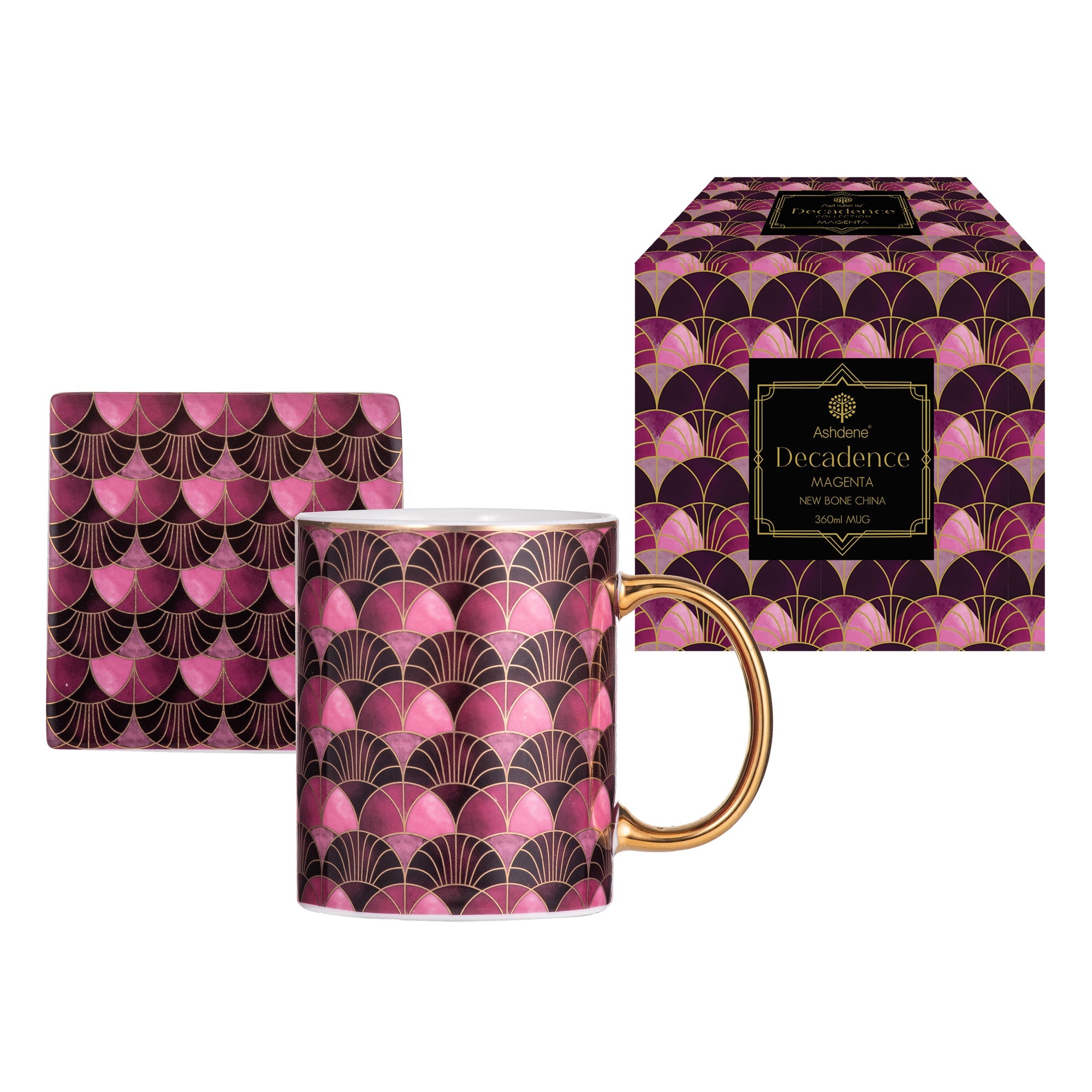 Ashdene Decadence Magenta Mug & Coaster Set