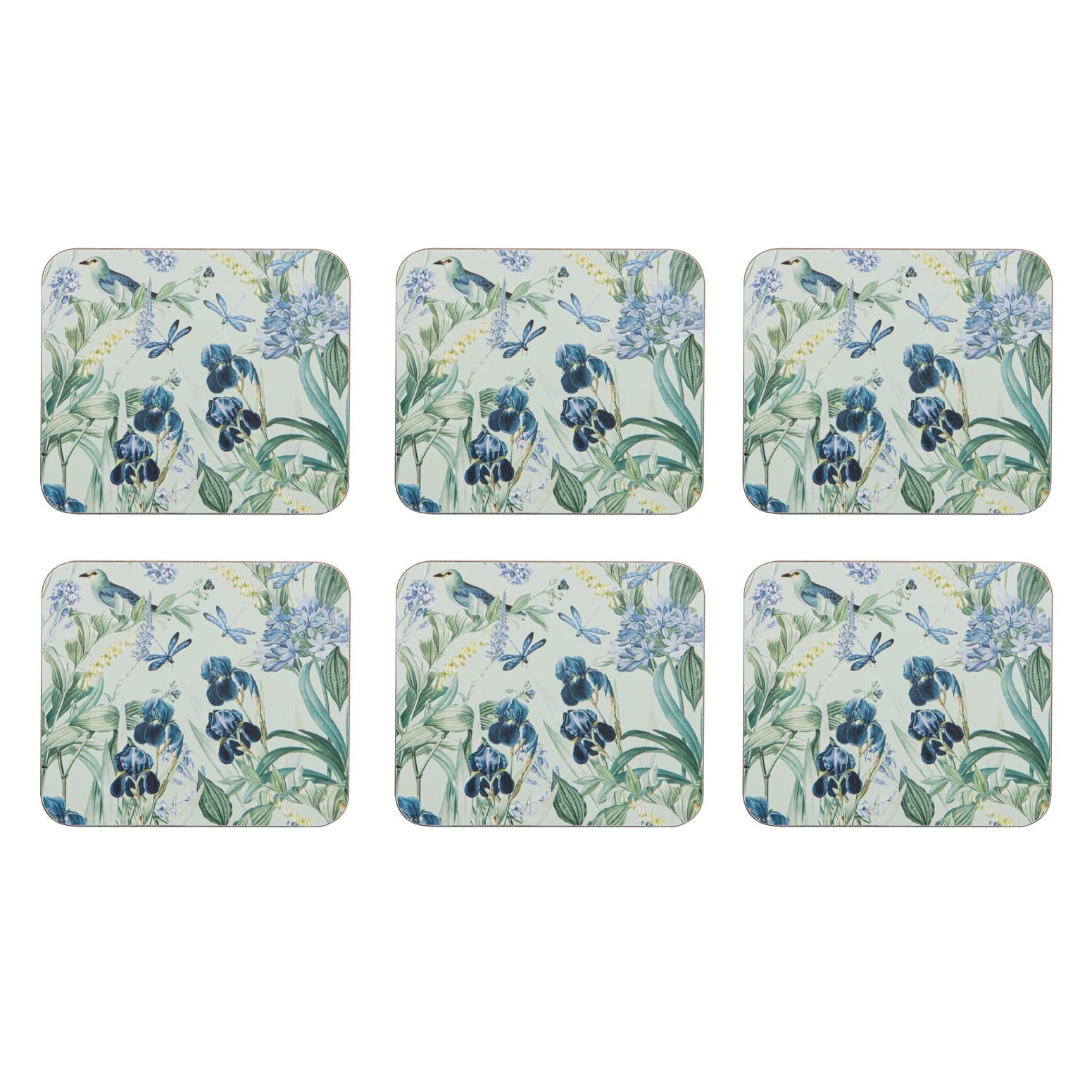Ashdene Iris Garden Mint 6pk Coaster
