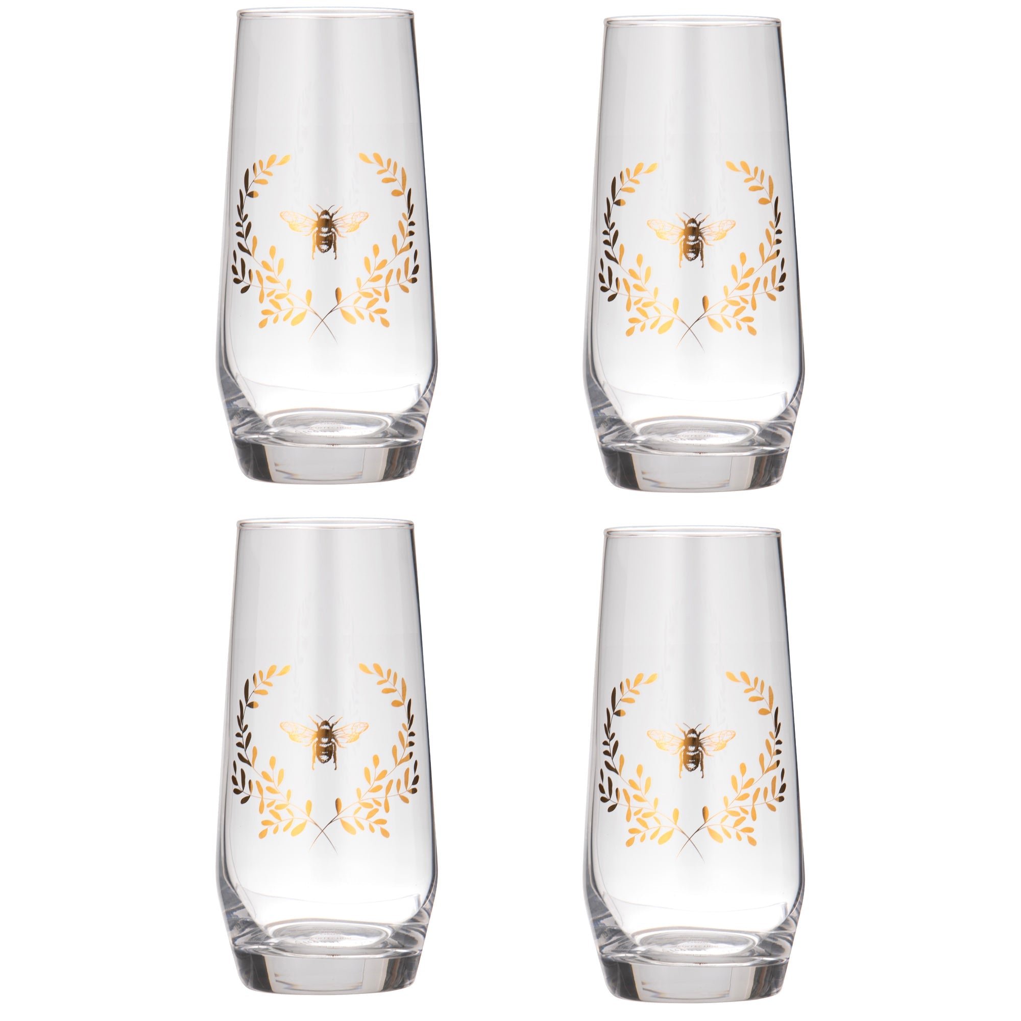 Ashdene Elegant Bee 4pk Crystal Highball Tumbler