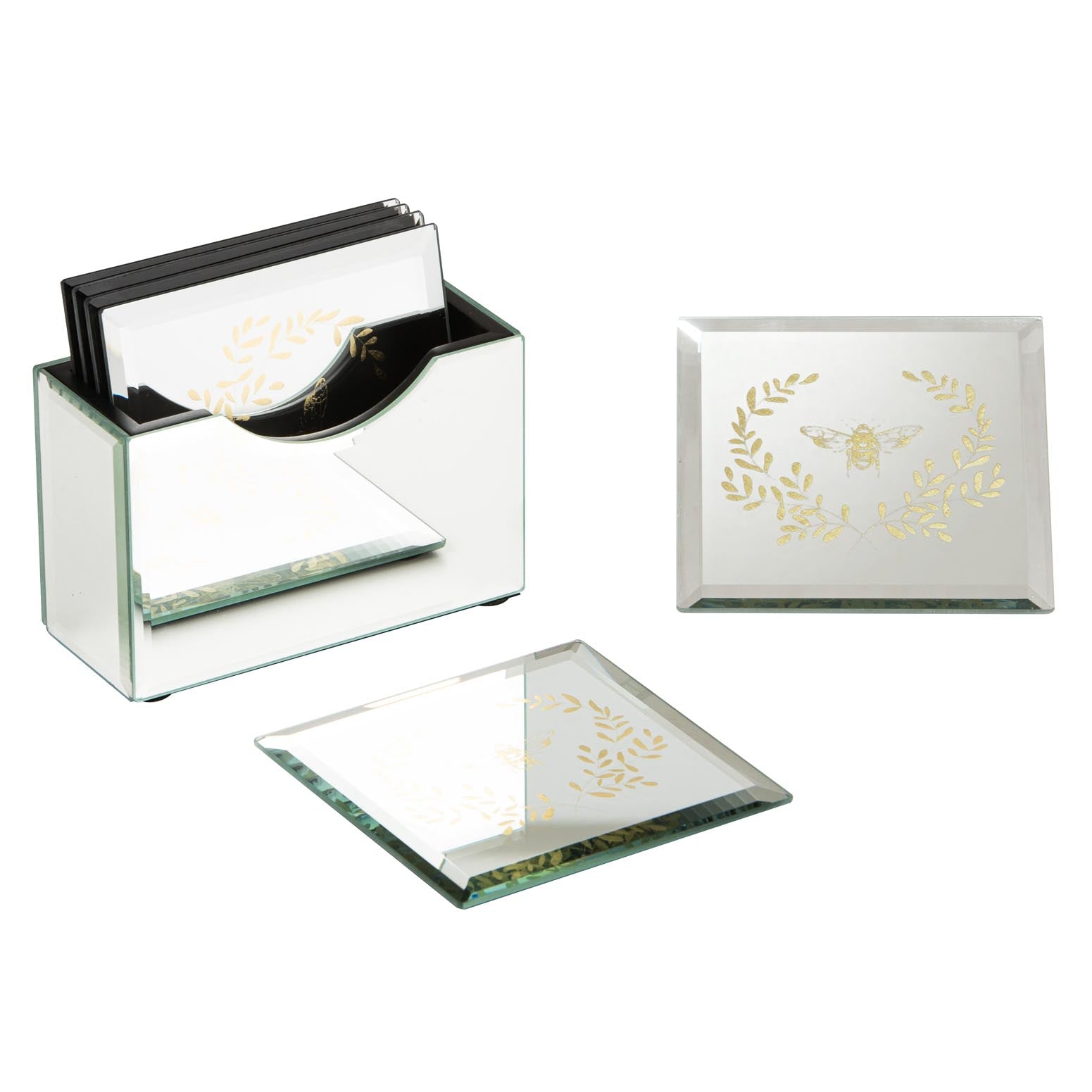 Ashdene Elegant Bee Mirrored 6pk Coaster