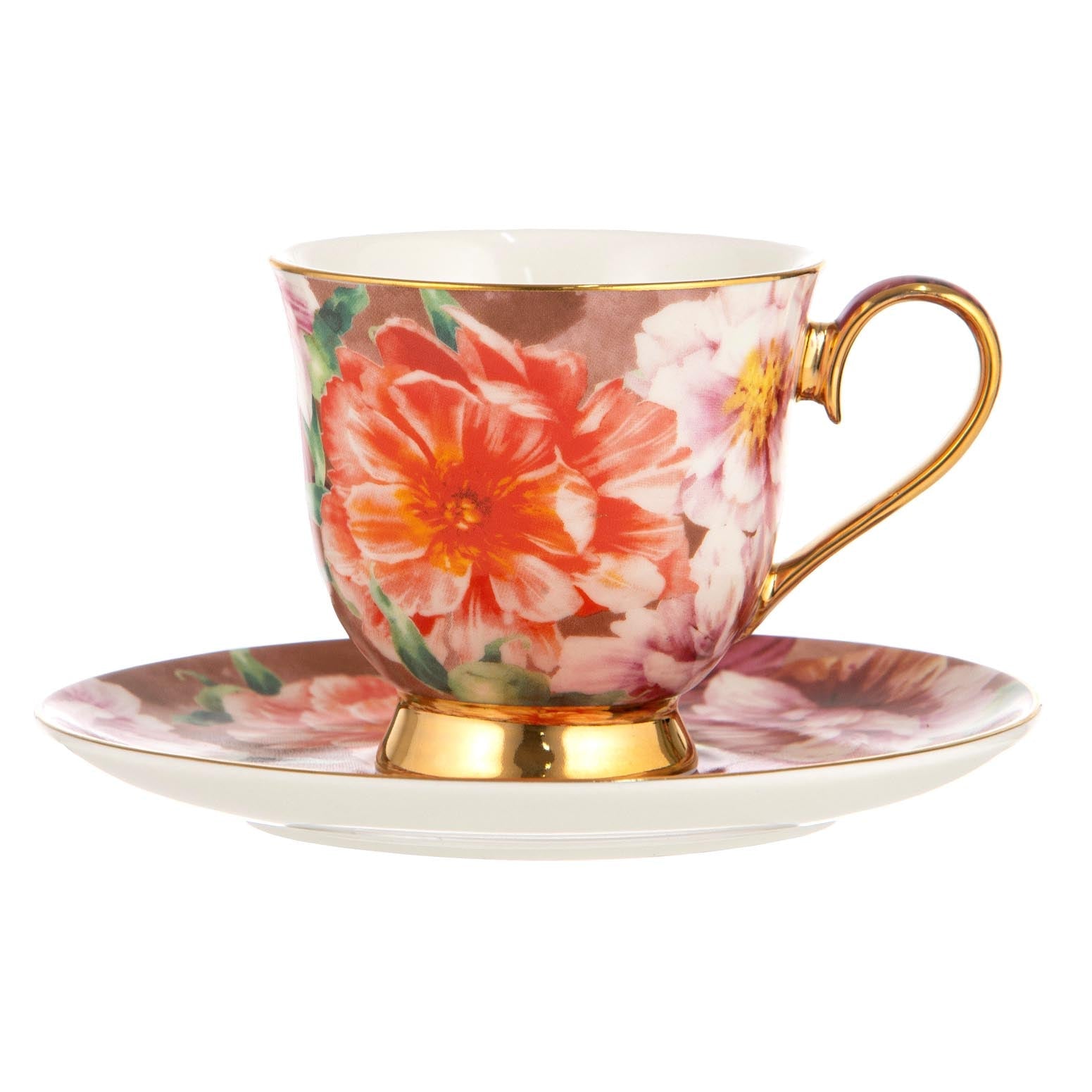Ashdene Bold Blooms Peach Peony Cup & Saucer