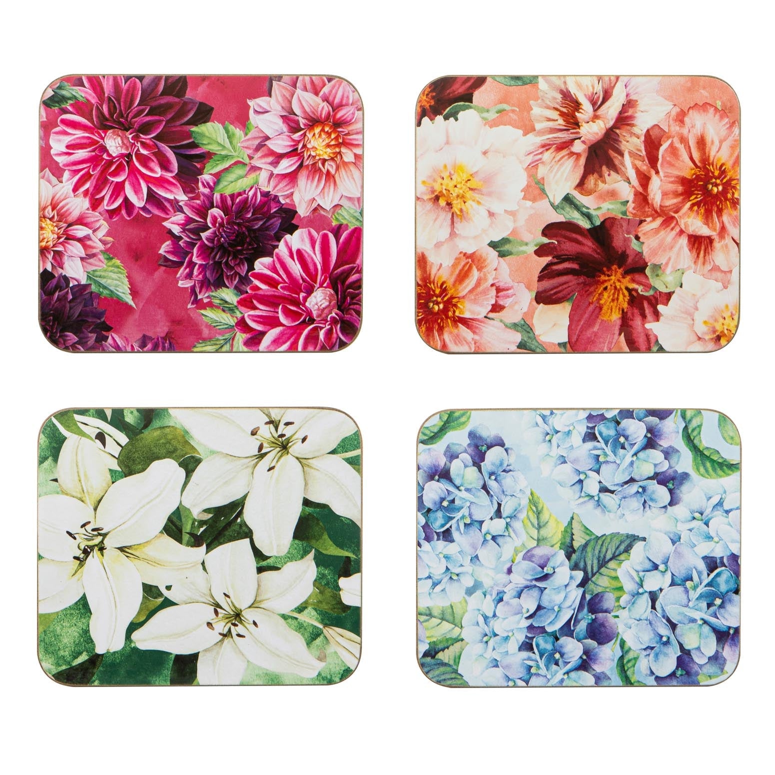 Ashdene Bold Blooms Assorted 4pk Coaster