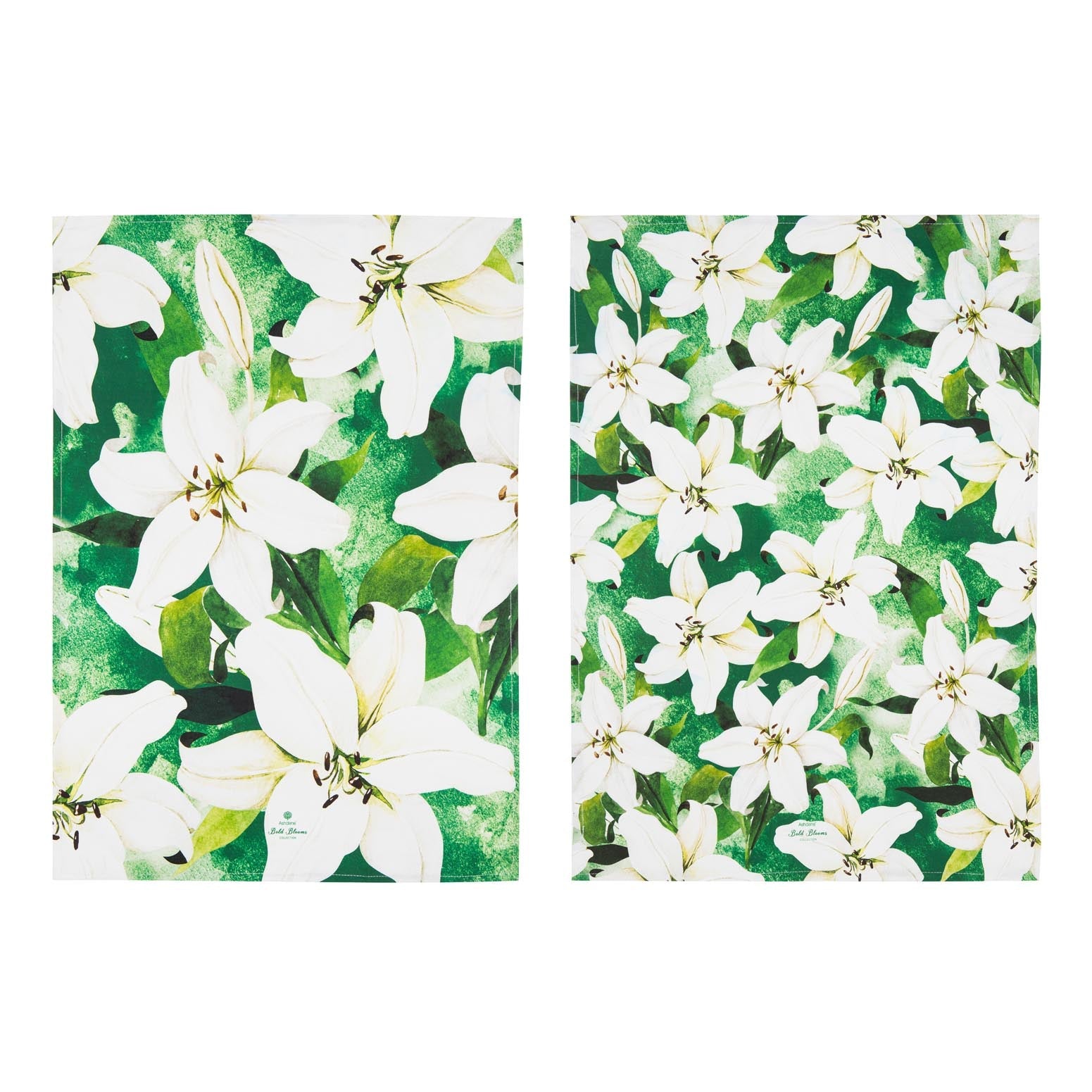 Ashdene Bold Blooms White Lily 2pk Kitchen Towel