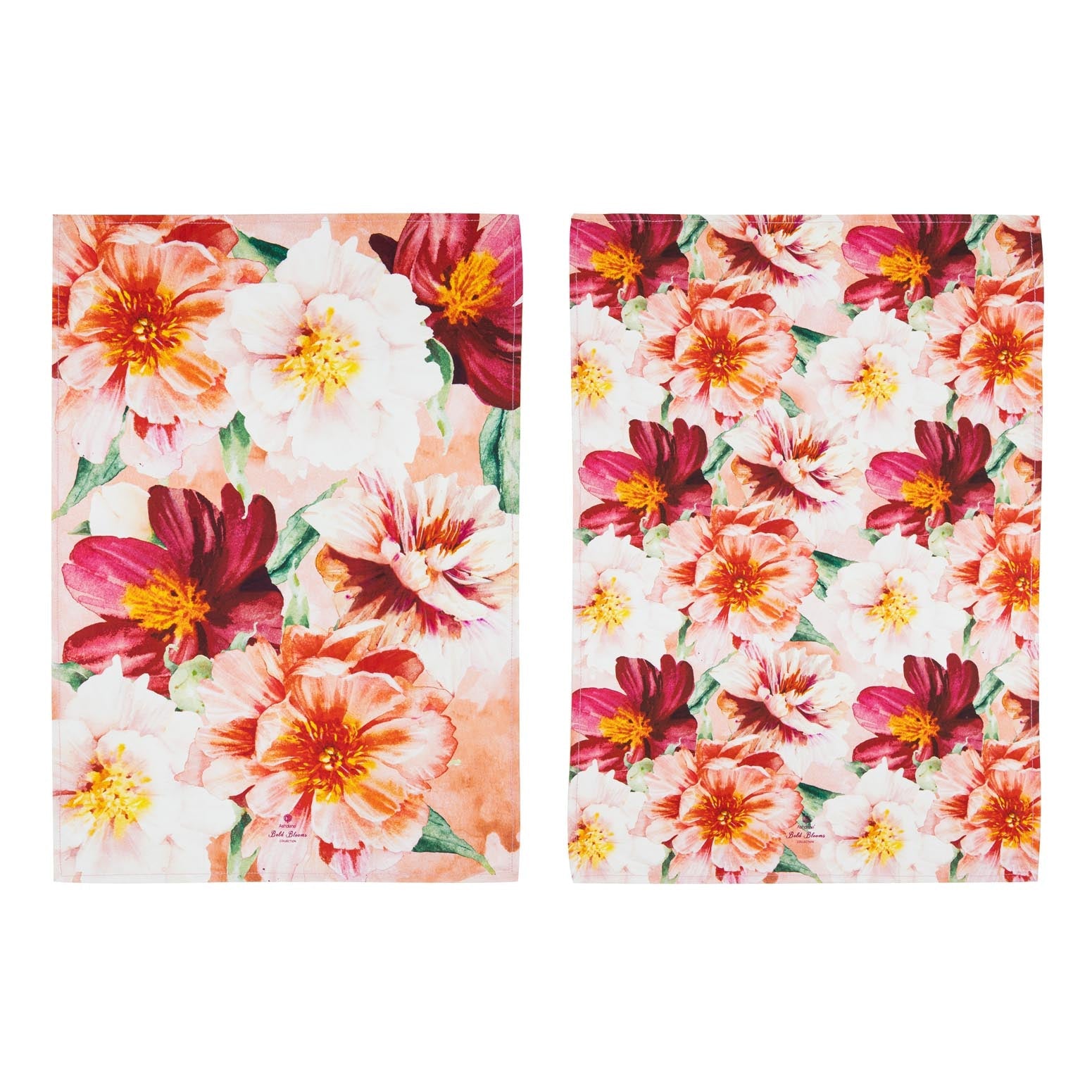 Ashdene Bold Blooms Peach Peony 2pk Kitchen Towel
