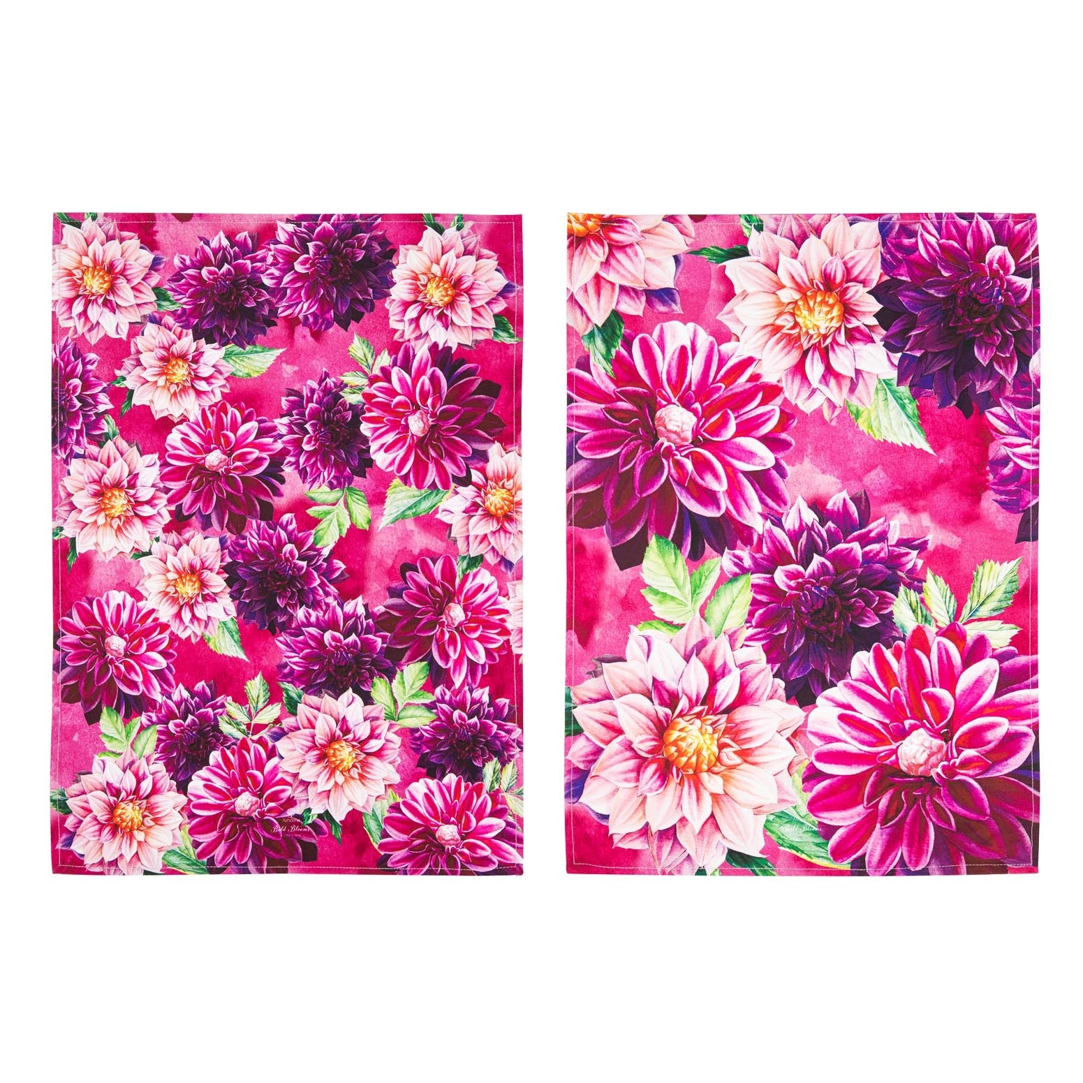 Ashdene Bold Blooms Pink Dahlia 2pk Kitchen Towel