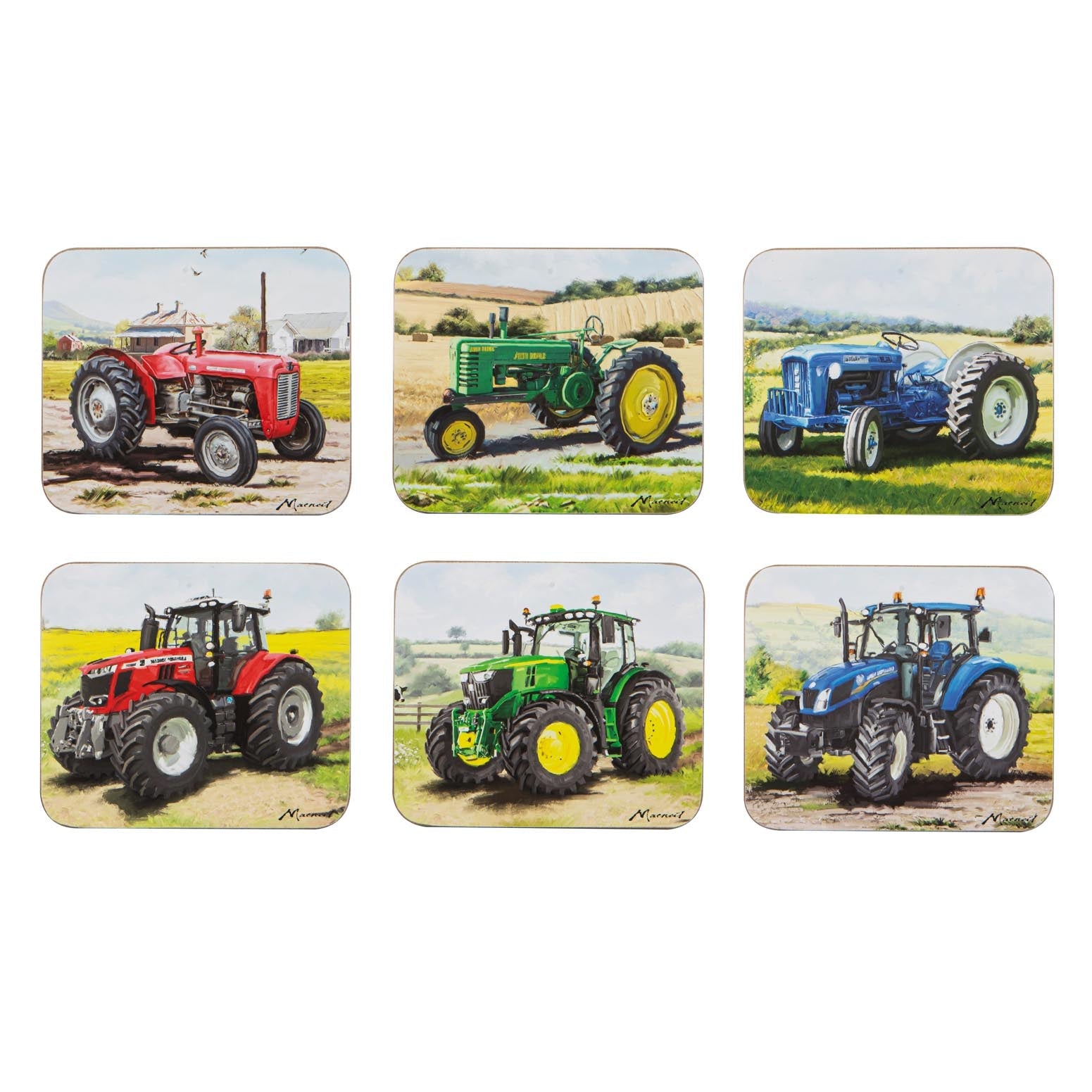 Ashdene Tractors Then & Now Assorted 6pk Coaster