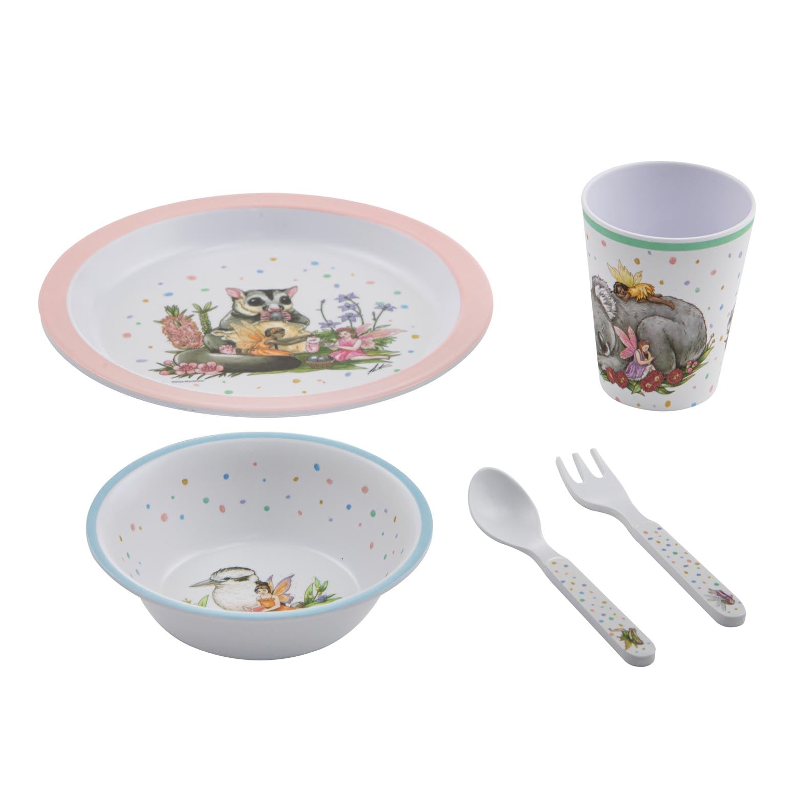 Ashdene Aussie Fairies 5 Piece Kids Dinner Set
