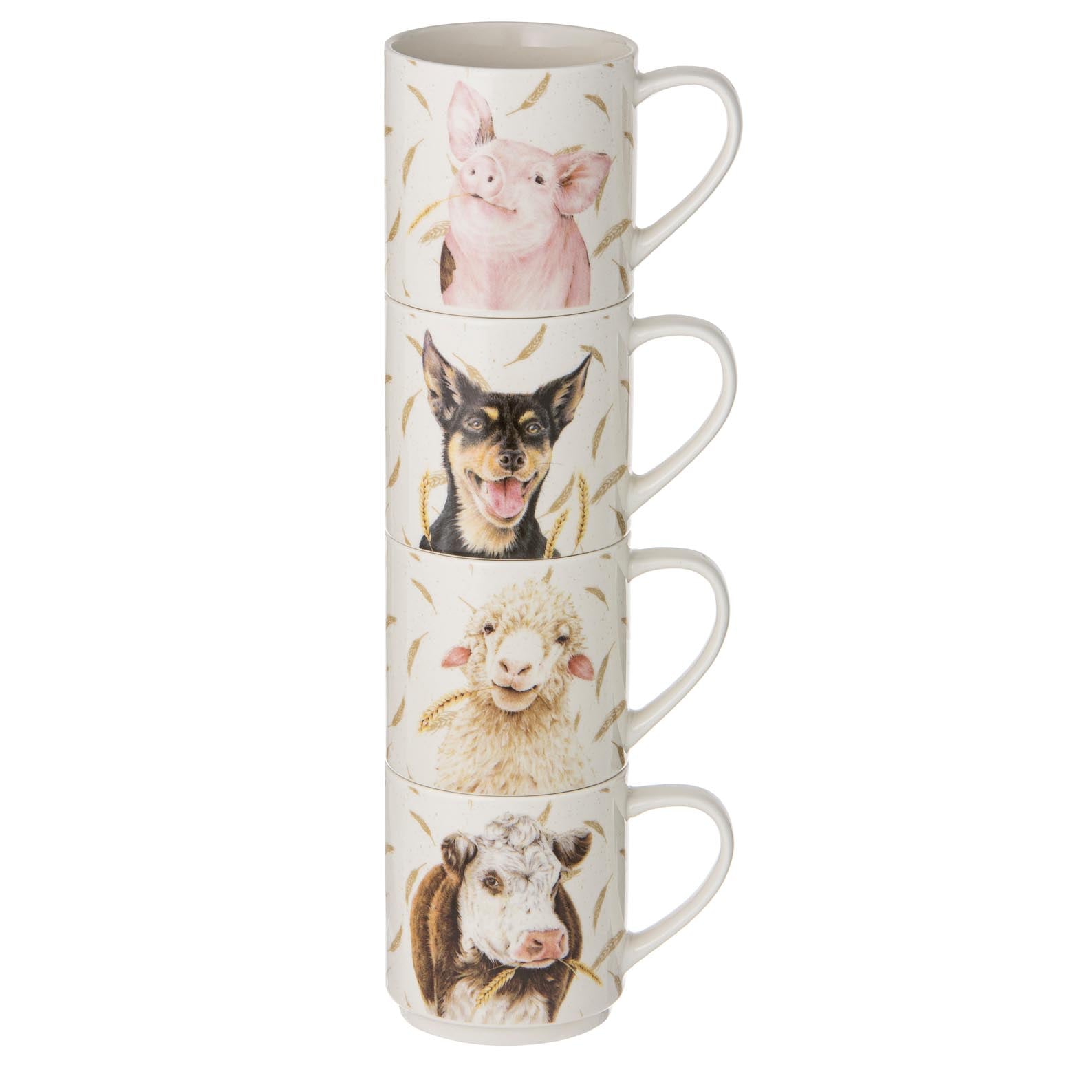 Ashdene Farmyard Faces Stackable 4pk Mug