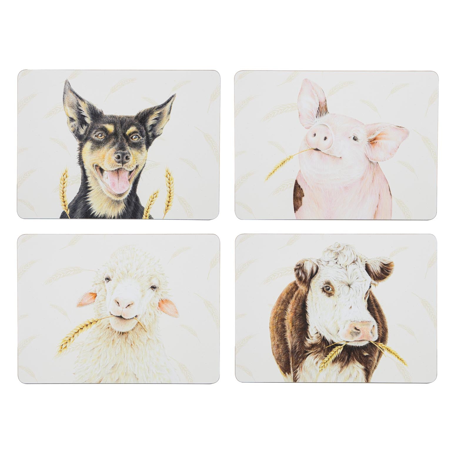 Ashdene Farmyard Faces Assorted 4pk Placemat