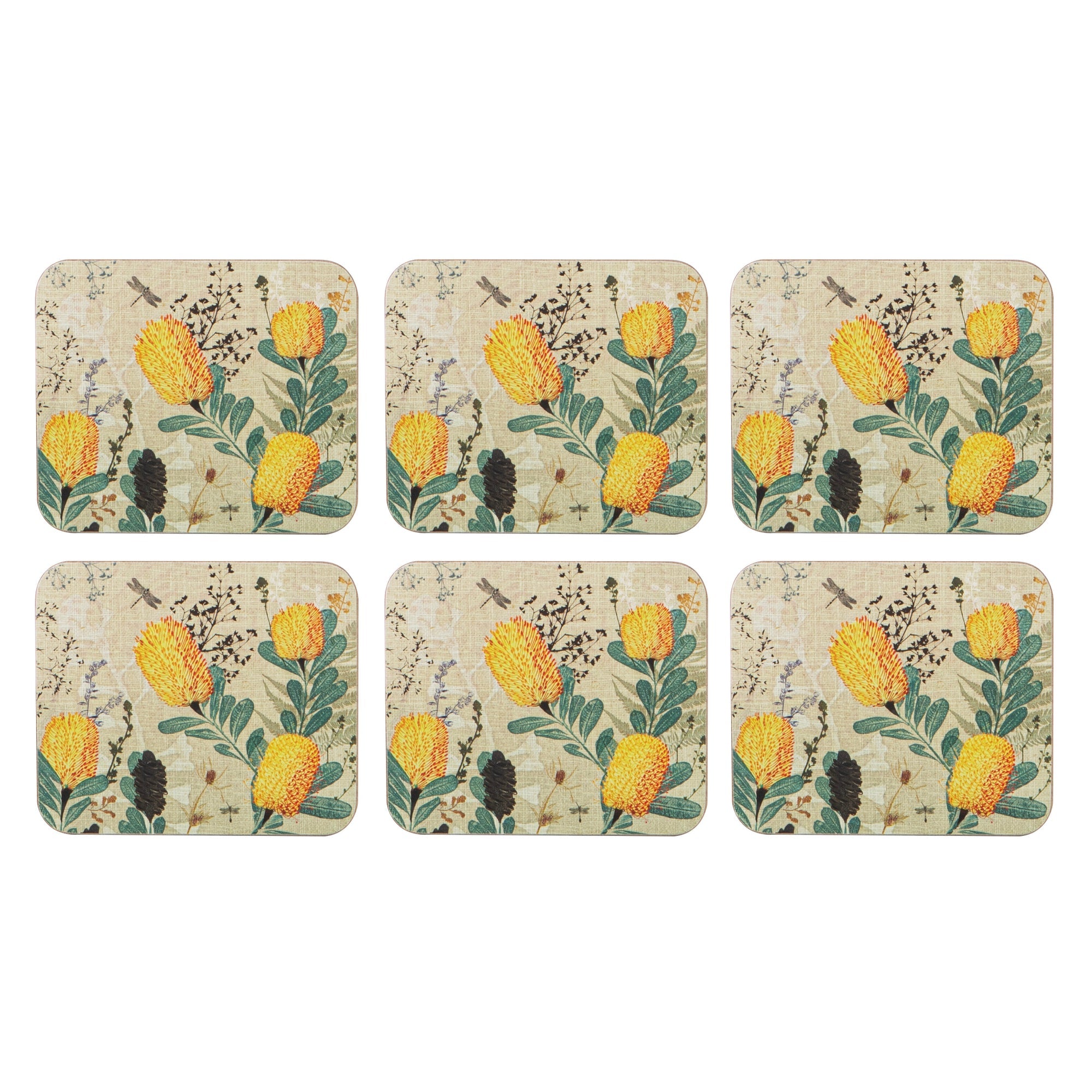 Ashdene Golden Banksia 6pk Coaster