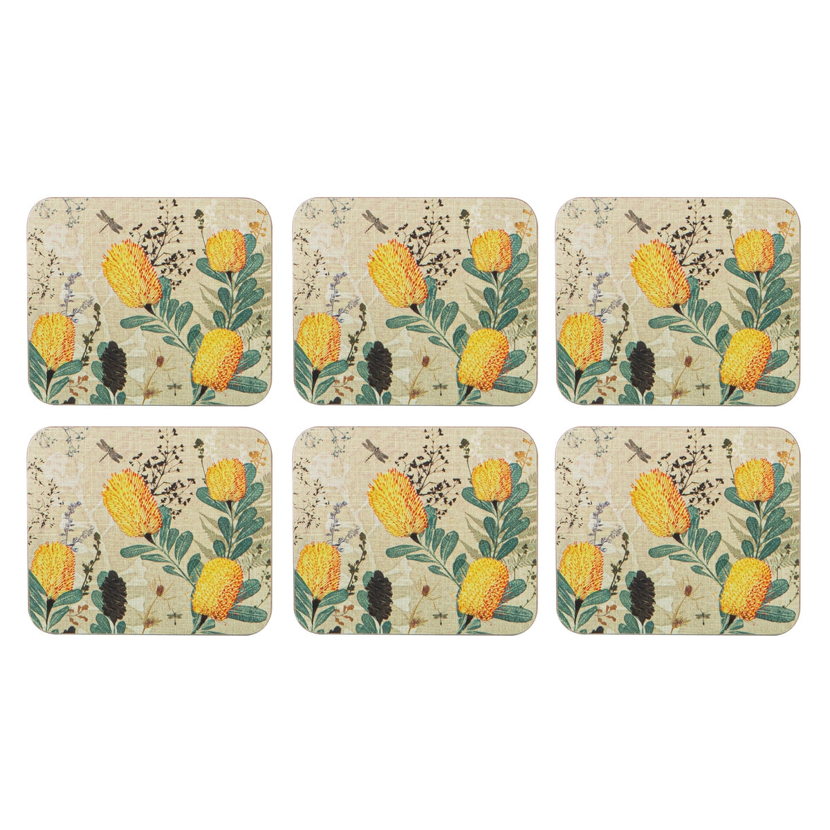 Ashdene Golden Banksia 6pk Coaster
