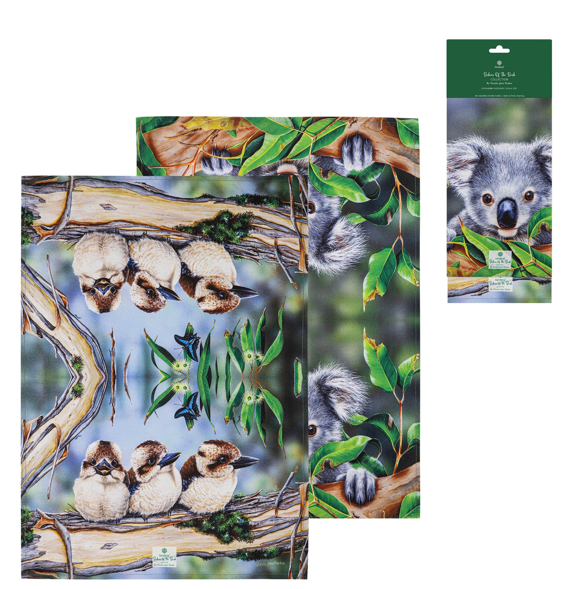 Ashdene Babies Of The Bush Kookaburra & Koala 2pk Kitchen Towel