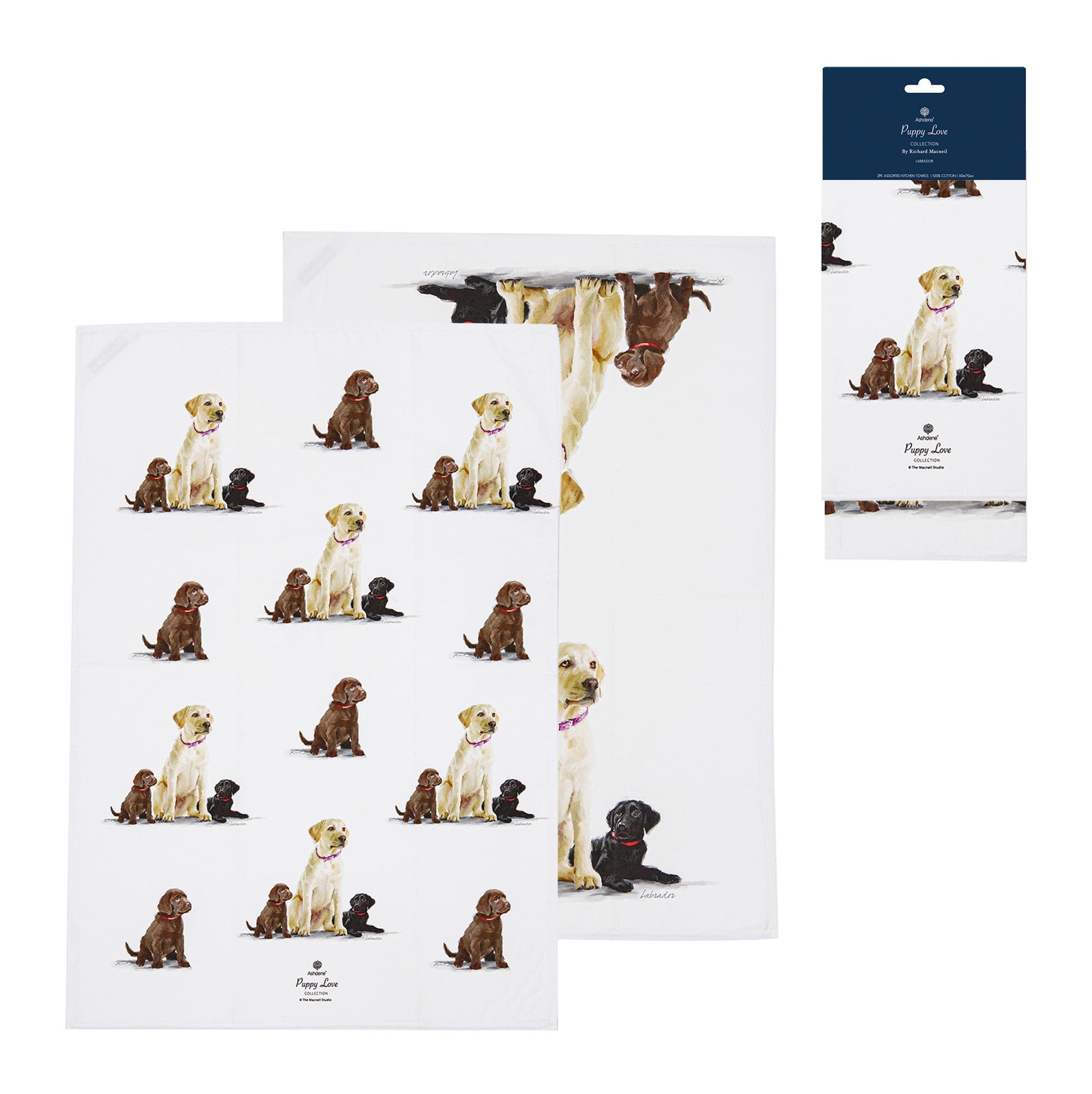 Ashdene Puppy Love Labrador 2pk Kitchen Towel