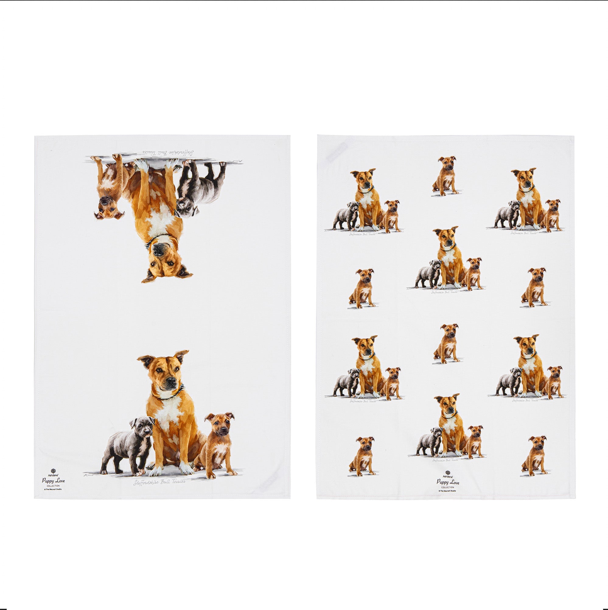 Ashdene Puppy Love Staffy Terrier 2pk Kitchen Towel