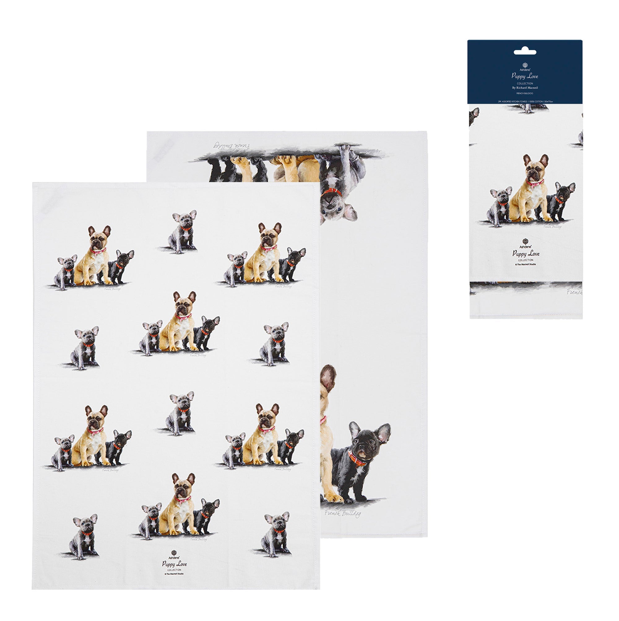 Ashdene Puppy Love French Bulldog 2pk Kitchen Towel