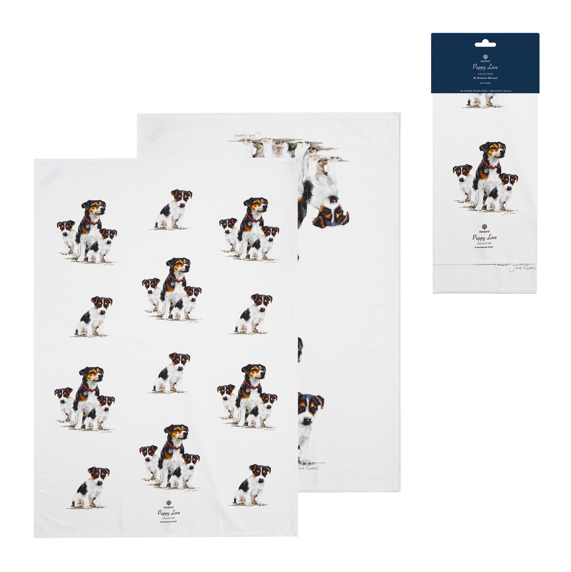 Ashdene Puppy Love Jack Russell 2pk Kitchen Towel