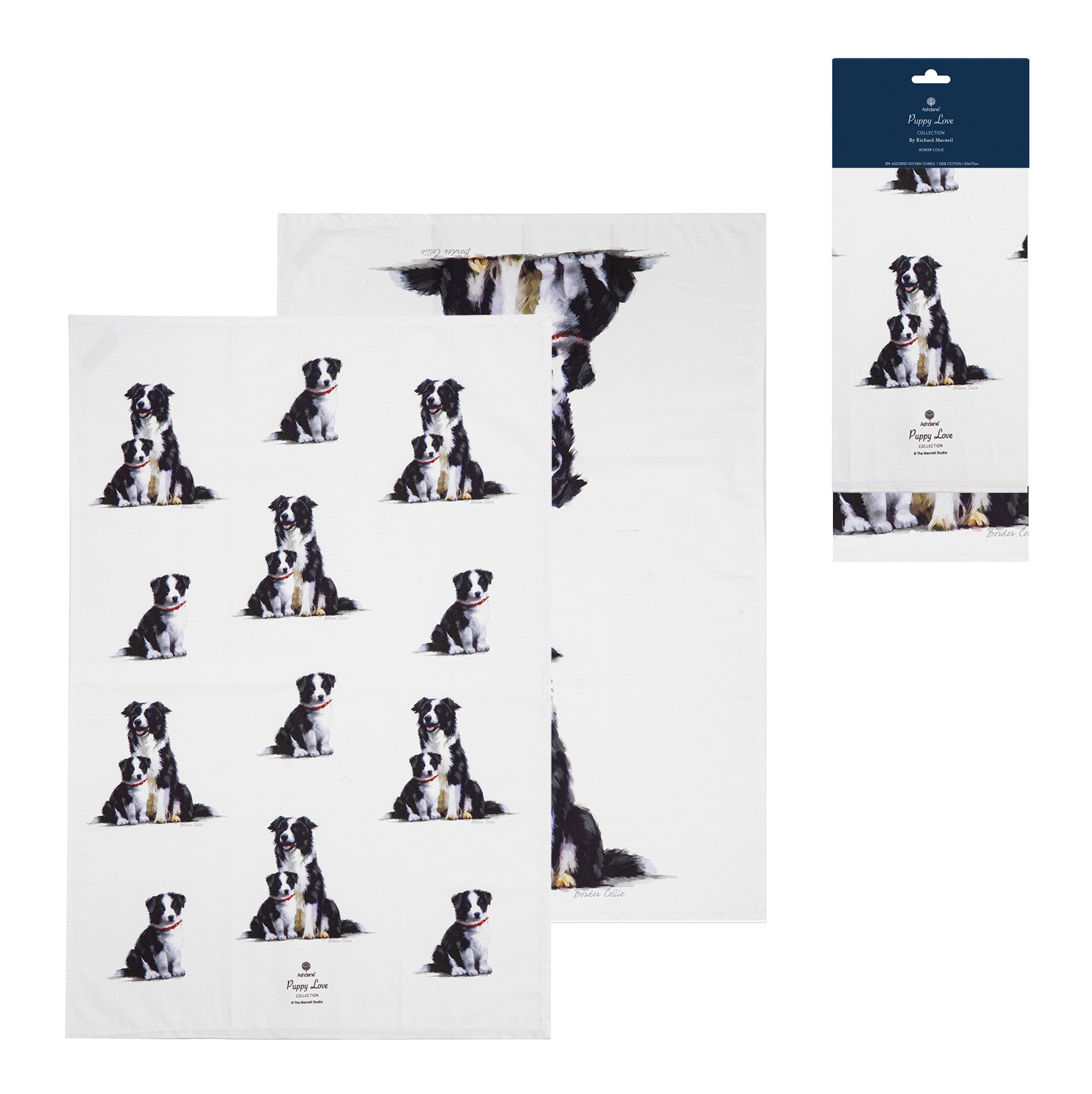 Ashdene Puppy Love Border Collie 2pk Kitchen Towel