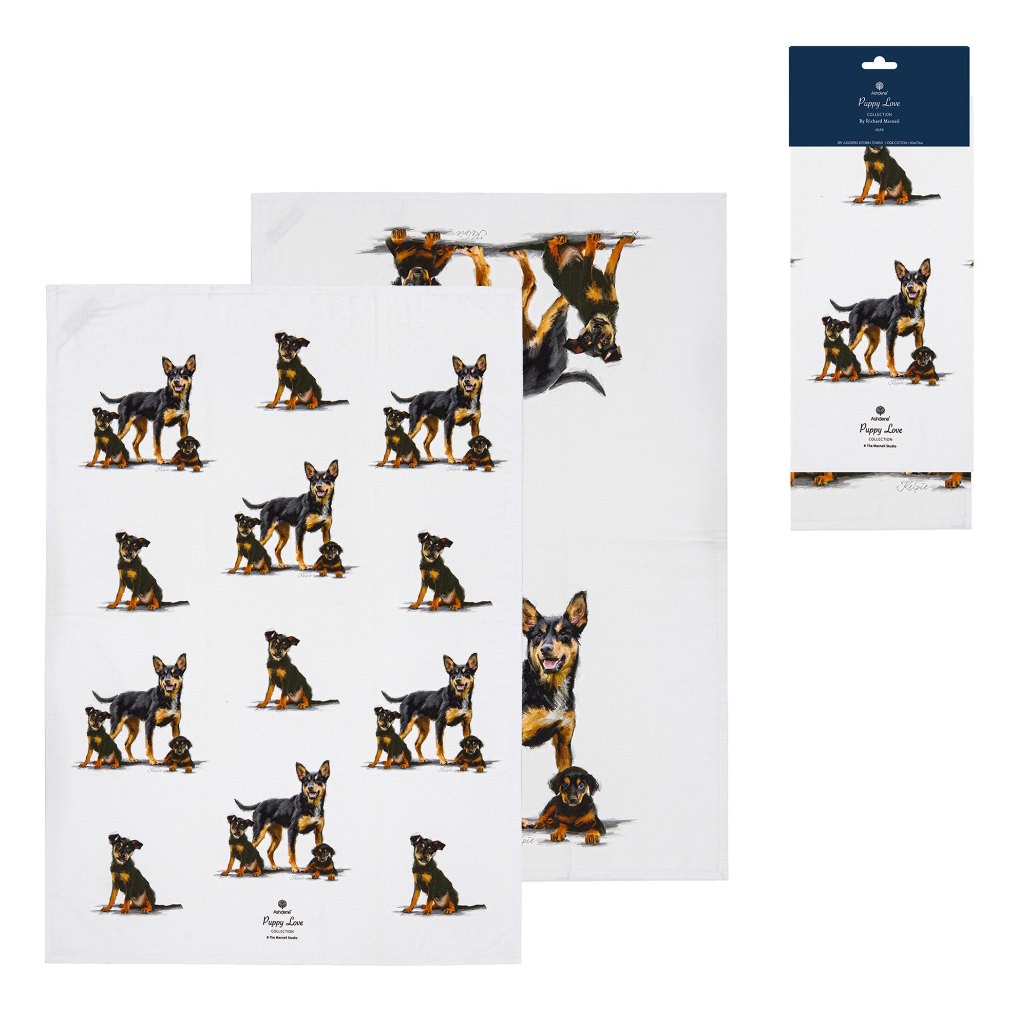 Ashdene Puppy Love Kelpie 2pk Kitchen Towel